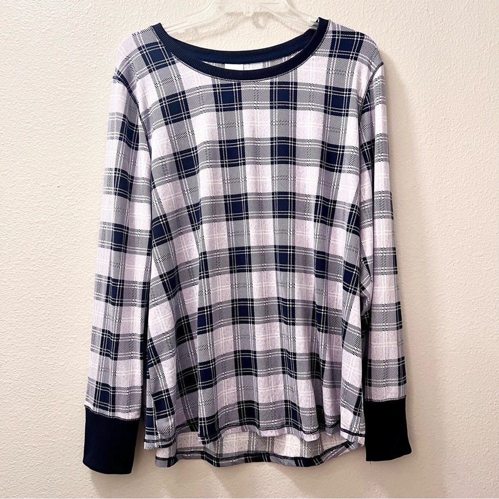 Croft & Barrow Intimates Women’s Plaid Purple Black Long Sleeve Night Shirt XXL